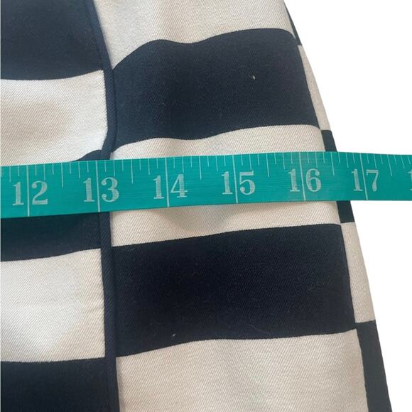 H&M Pencil Skirt 8 Casual Career Stripes Cotton Stretch Midi Zip Blue White - Picture 7 of 9